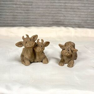 Quarry Critters Cow Figurines Set of 2 “Cherry & Chip” and “Chance”